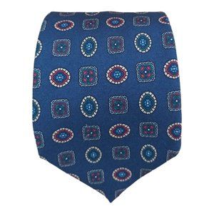 CHARLES TYRWHITT Blue Geometric Silk Tie ENGLAND 63"/ 3.2" EC